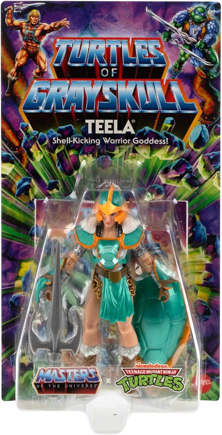 Masters of the Universe Origins Turtles of Grayskull Teela Action Figure Toy in Turtle Inspired Armor, 16 Articulations, TMNT & MOTU Crossover, HTH15