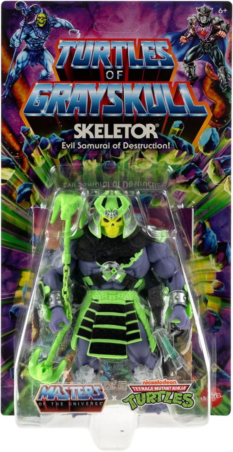 Masters of the Universe MOTU Origins Turtles of Grayskull Skeletor Posable Action Figure Toy, Teenage Mutant Ninja Crossover with Accessories, HTH14