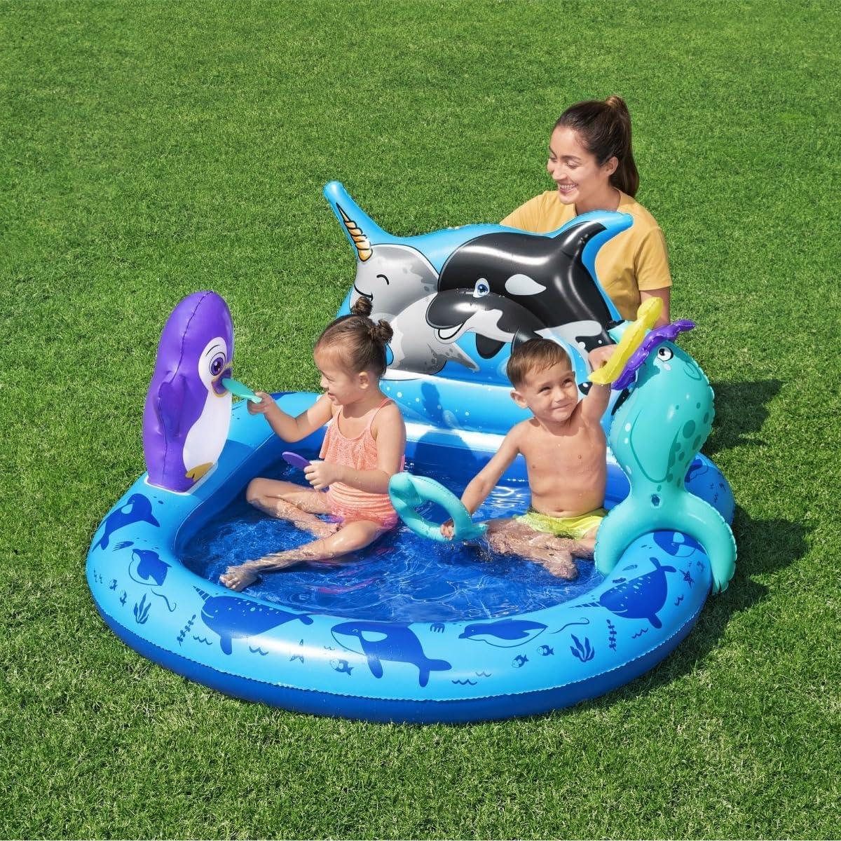 Bestway | Polar Pals Kids Water Play Centre, Inflatable Water Park, Garden Toys with Ring Toss for Kids and Toddlers, Ages 2+