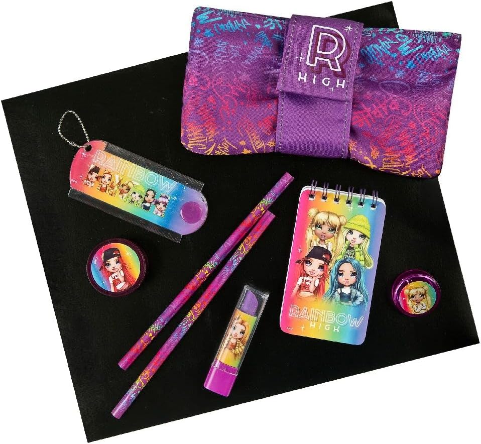 MGA Entertainment Stationery Set - Rainbow High 8 Pieces - School - Kindergarten - Primary - Gift Idea - Girls - Pencils - School Supplies