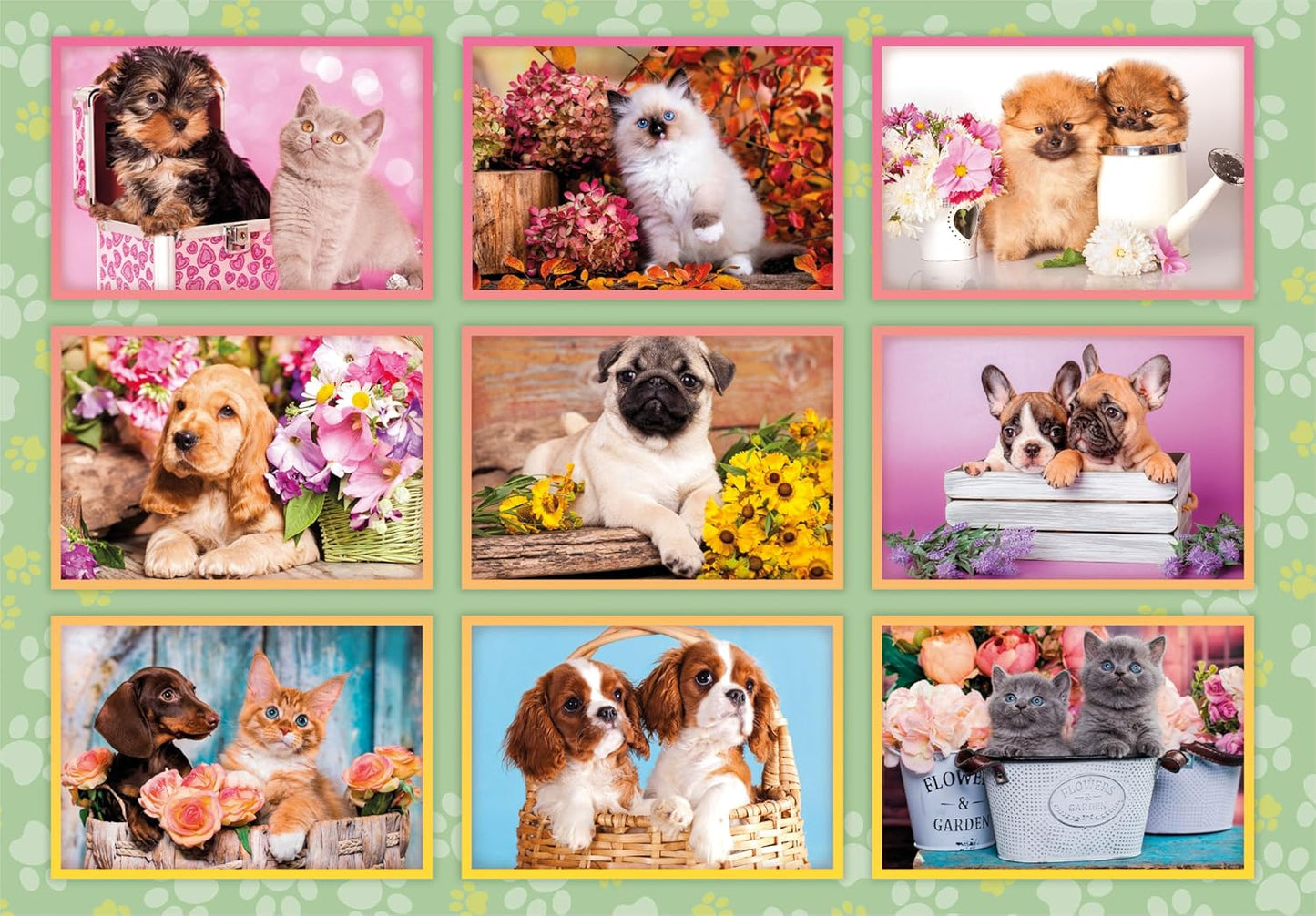 Clementoni 29788 Jigsaw Puppies Collage 180 Pieces-Supercolor Children 7-9 Years, Cartoon, Realistic, Animals, Gift for Boy/Girls, Puzzle for Kids, Made in Italy, Multicolor