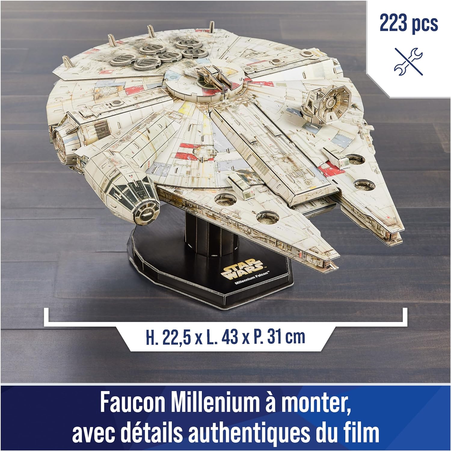 4D Build 6069815 Millennium Falcon 3D 223 Pieces Star Wars Desk Decor Building Toys Paper Model Kits for Adults and Teens 12+