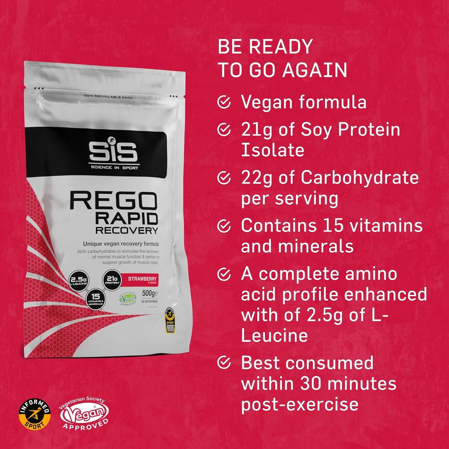 REGO Rapid Recovery Drink Powder - 500G - Strawberry