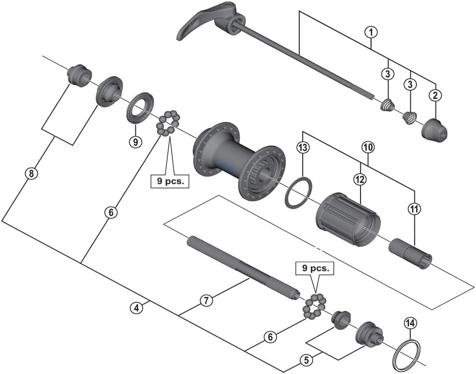 Shimano FH-5800 hub axle, 141 mm