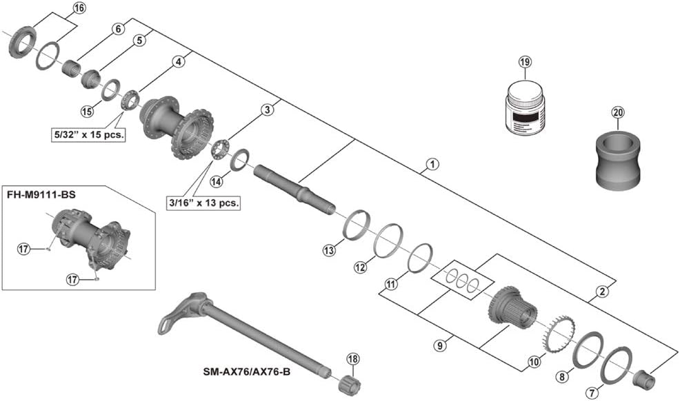 Shimano FH-M9111 complete freewheel body