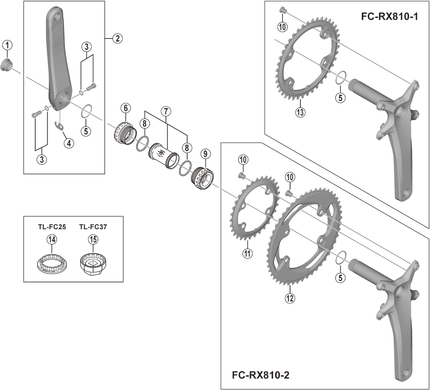 Shimano FC-RX810 gear fixing bolt, M8 x 9, pack of 4