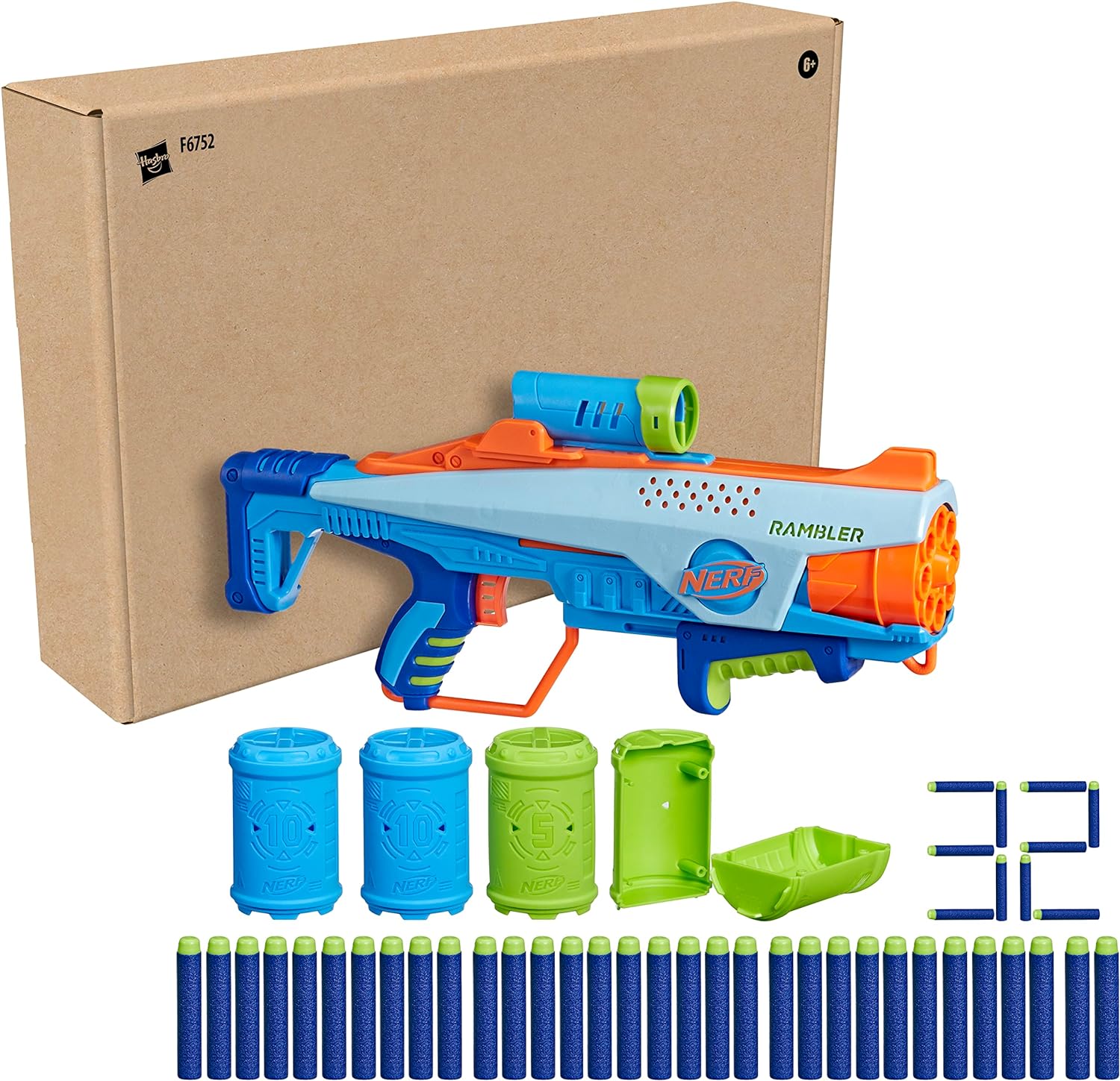 Nerf Elite Junior Rookie Pack, Easy Play Blaster, 32 Nerf Elite Darts, 4 Targets ROOKIE SET