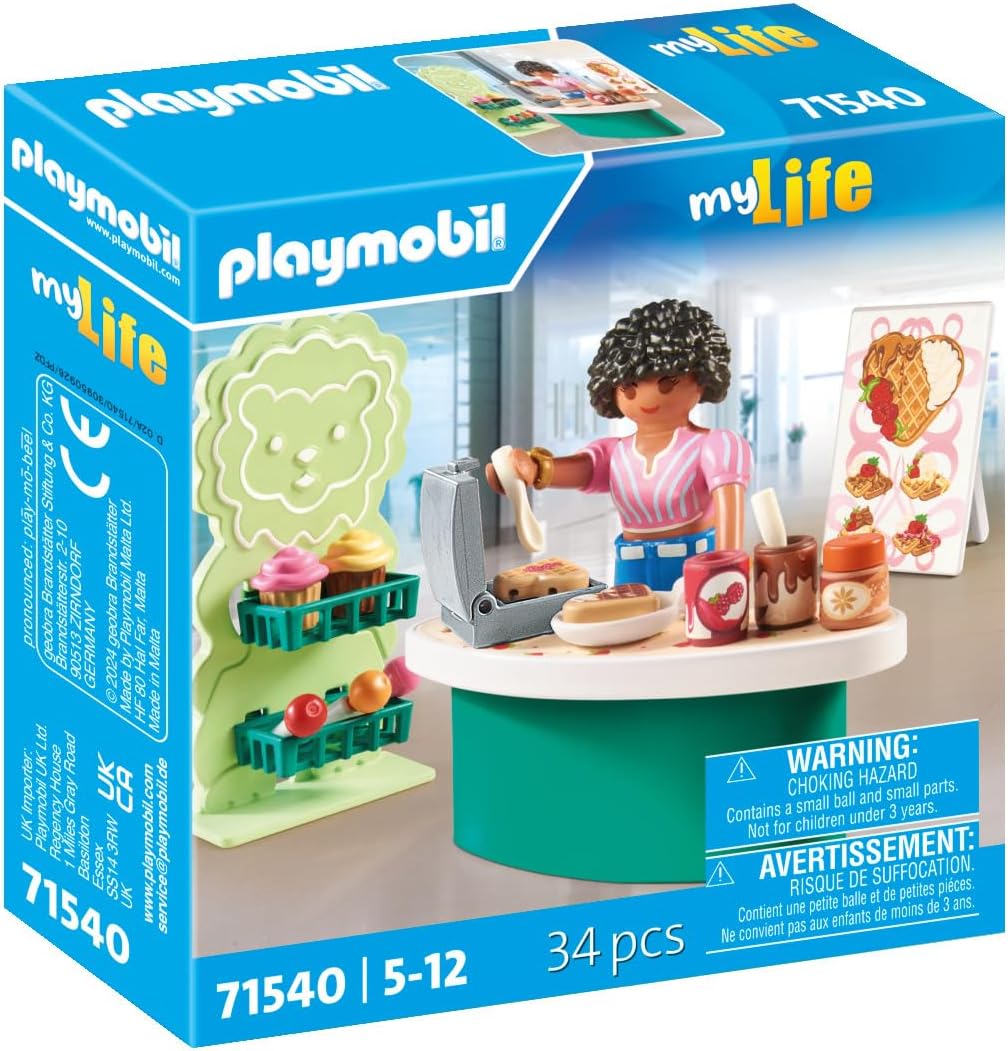 PLAYMOBIL myLife 71540 Puesto de Dulces, deliciosos bocadillos, gofres y Pasteles, Juguetes para niños a Partir de 5 años