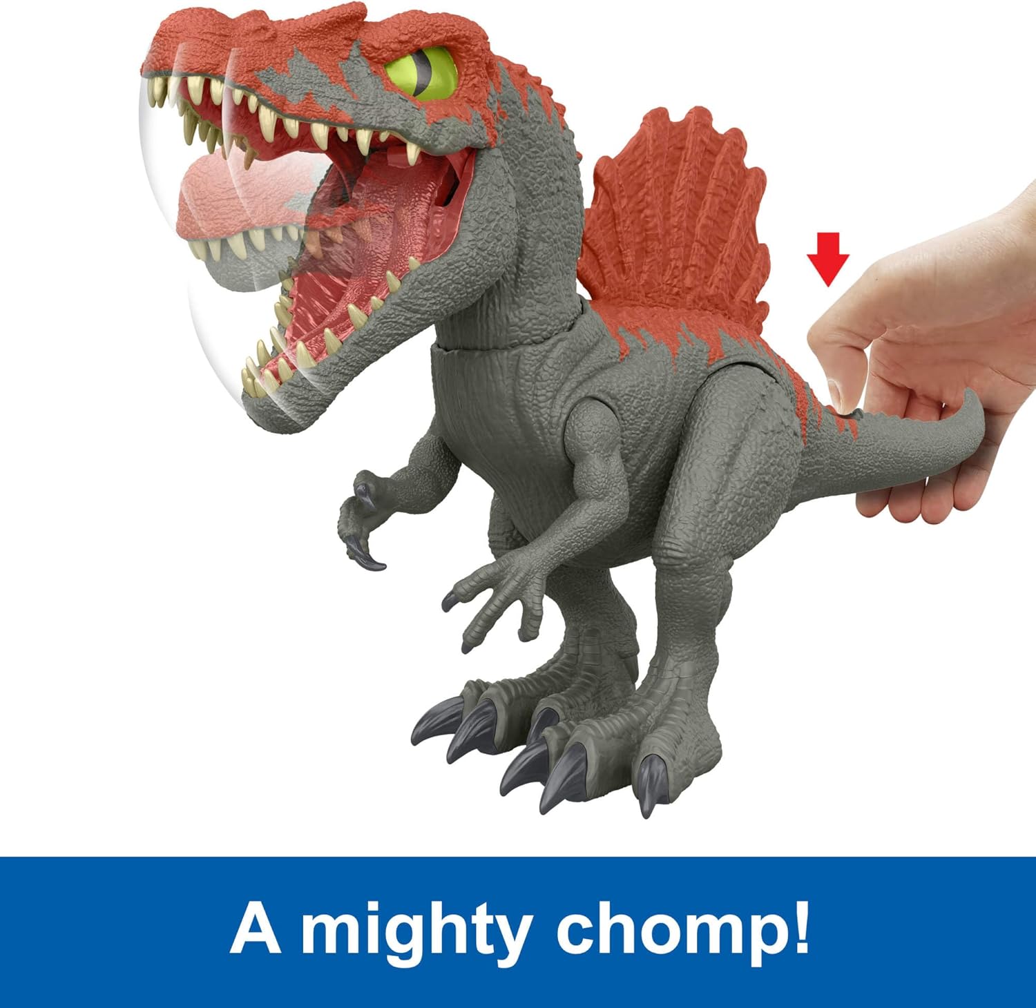 Mattel Jurassic World Cage Crasher Spinosaurus Dinosaur Action Figure & Unboxing Toy, Sand & Gel & Dough, Breakout & Discovery & Rescue Play, HTP71