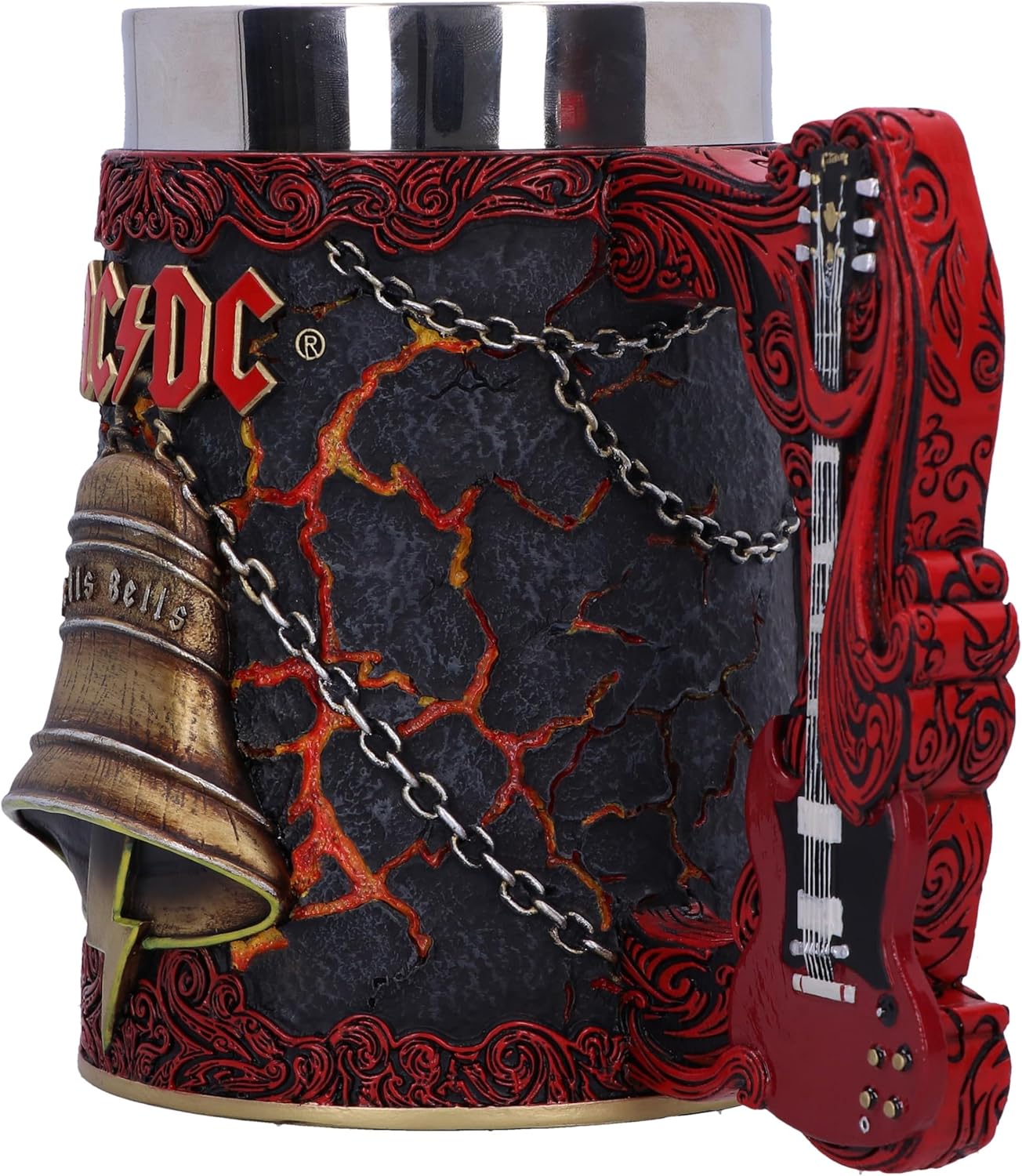 Nemesis Now ACDC Hells Bells Tankard 15.7cm, Resin, Official ACDC Merchandise, ACDC Tankard, Hells Bells Beer Mug, Stainless Steel Insert, Cast in The Finest Resin, Expertly Hand-Painted