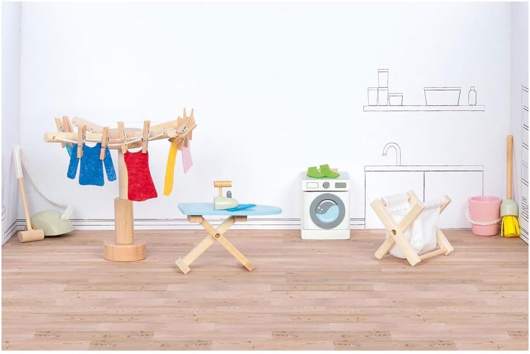 Goki - Goki Houten Poppenhuis Meubels Wasruimte Accessoires