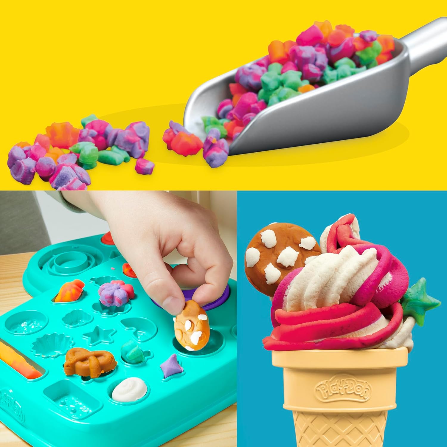 Play-Doh Rainbow Swirl Ice Cream Playset for Toddlers, Non-Toxic Modelling Compound Set, Crafts for Kids, Creative Toys for 3+ Year Olds