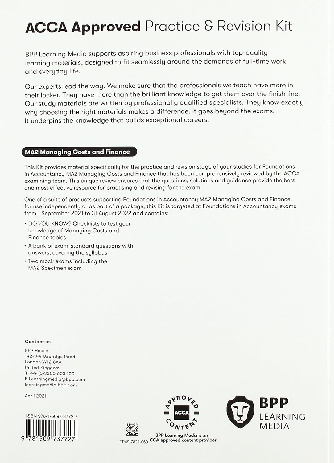 FIA Managing Costs and Finances MA2
