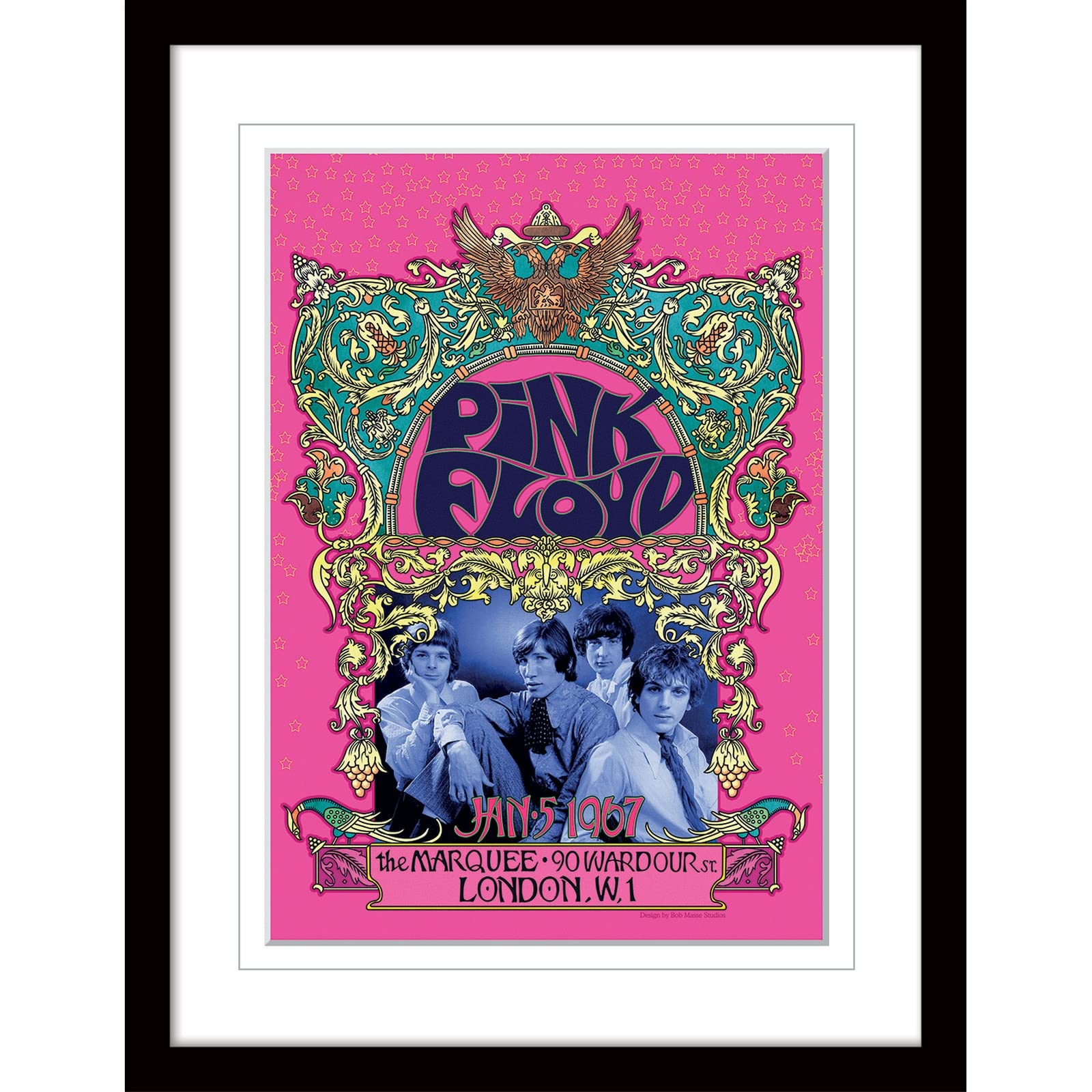 Pyramid International Pink Floyd Poster Framed Print Concert Poster Collector's Edition ('67 Gig with White Border Design) 30x40cm Frame - Official Merchandise,Multicolour,16 x 12 inches