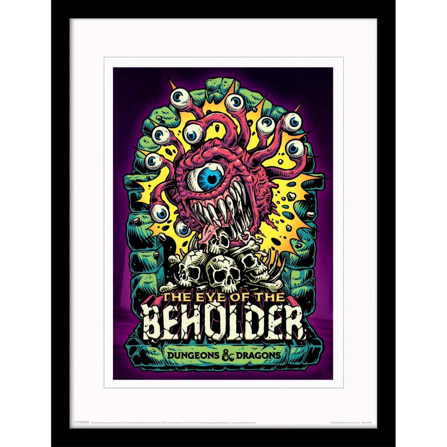 Dungeons and Dragons Print in Black Picture Frame Collector Edition (Beholder Design) Dungeons and Dragons Wall Art, 30cm x 40cm. Dungeons and Dragons Gifts - Official Merchandise
