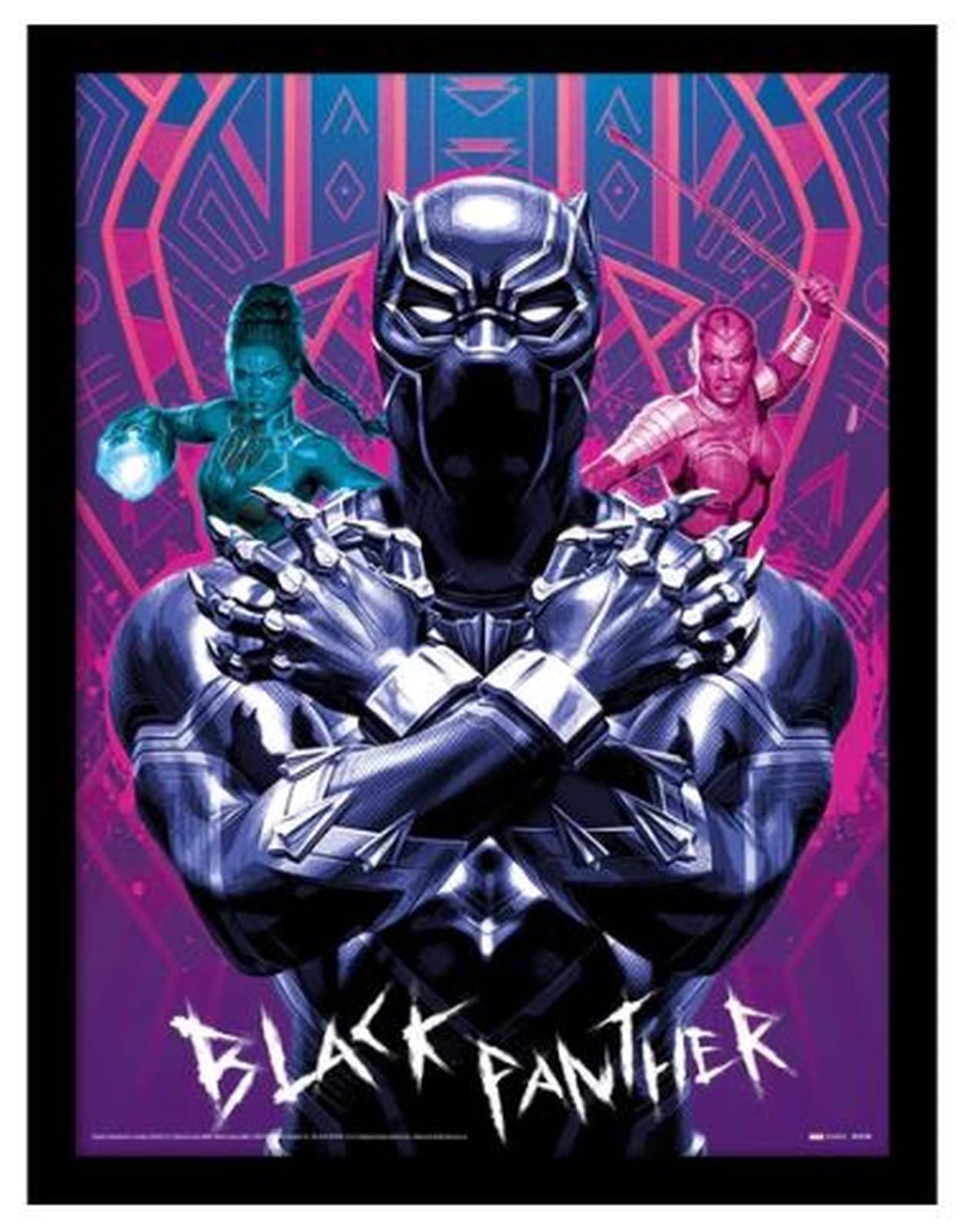 Pyramid International Marvel Black Panther Poster Framed Print Collector's Edition (Black Panther Wakanda Forever Design) 30cm x 40cm - Official Merchandise