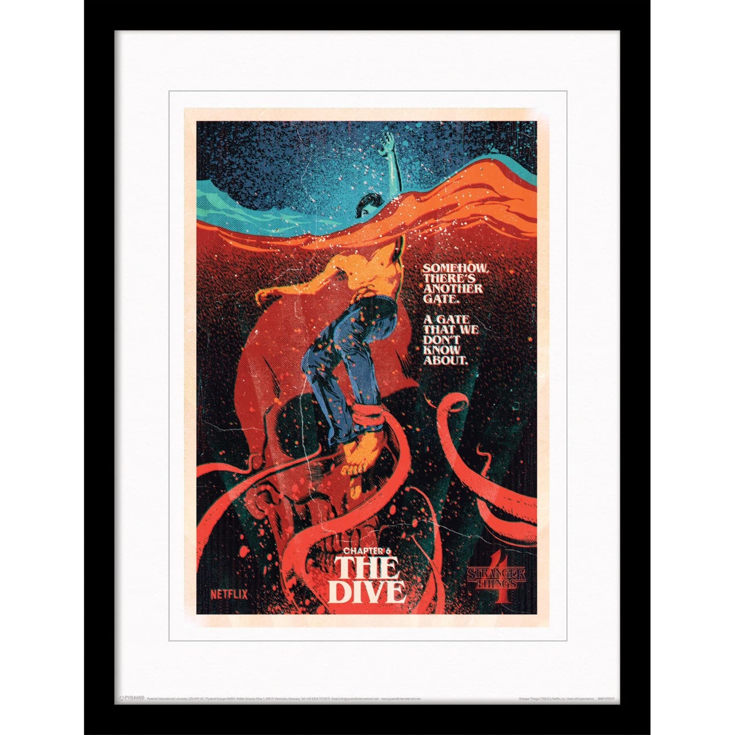 Pyramid International Stranger Things Poster with Border and Black Frame (Chapter 6 - The Dive) 30cm x 40cm Frame and Stranger Things Wall Art - Official Stranger Things Merchandise