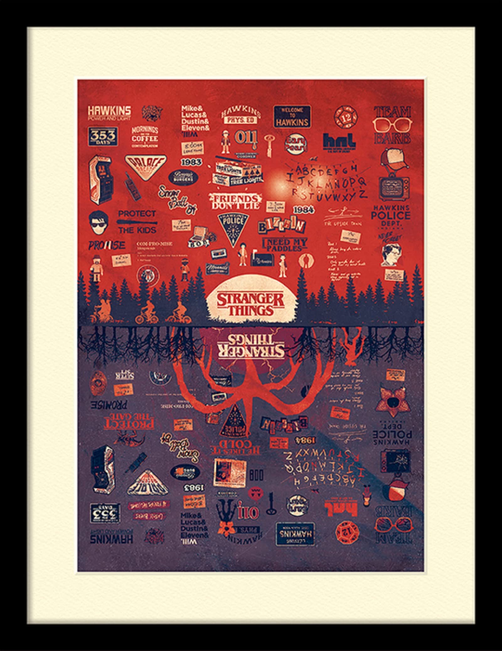 Pyramid International Stranger Things Poster with Border and Black Frame (The Upside Down Design) 30cm x 40cm Frame and Stranger Things Wall Art - Official Stranger Things Merchandise