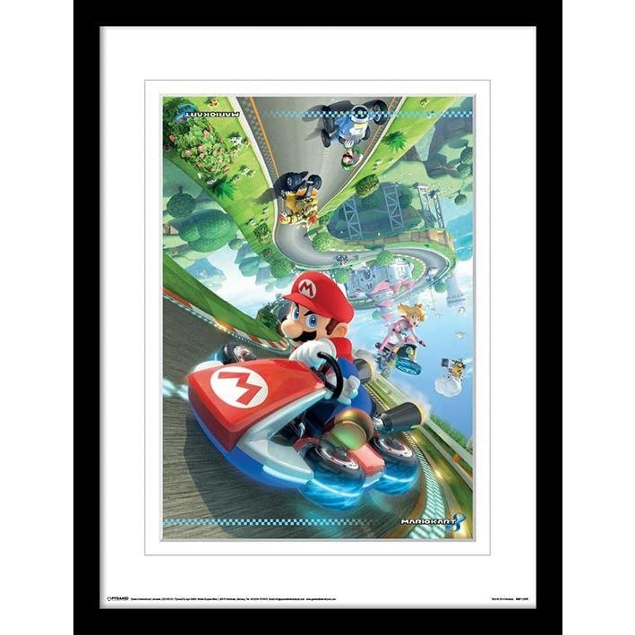Super Mario Kart 8 Flip Framed Art Print (40cm x 30cm) (Green/Blue/Grey) 40cm x 30cm Green/Blue/Grey