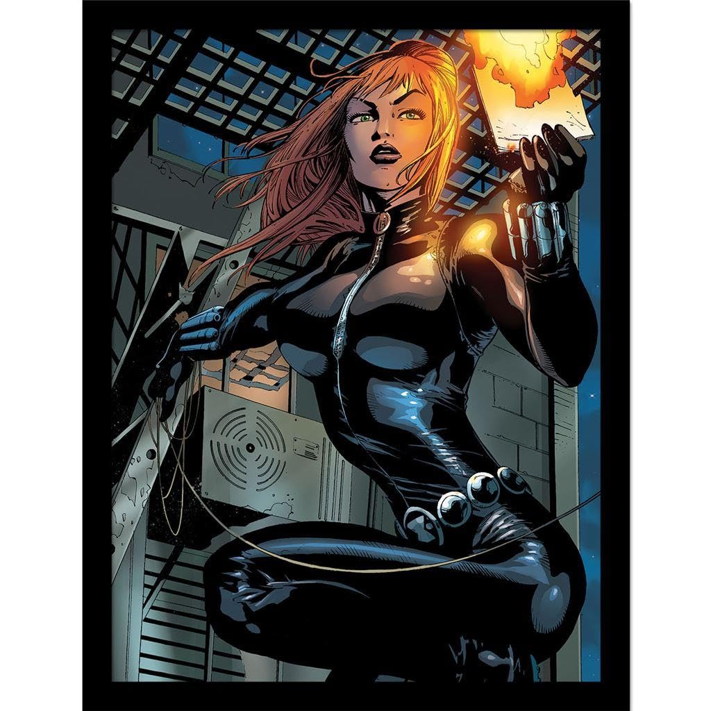 Marvel Black Widow Vs Moon Knight Black Widow Framed Poster (40cm x 30cm) (Gray/Black) 40cm x 30cm Gray/Black