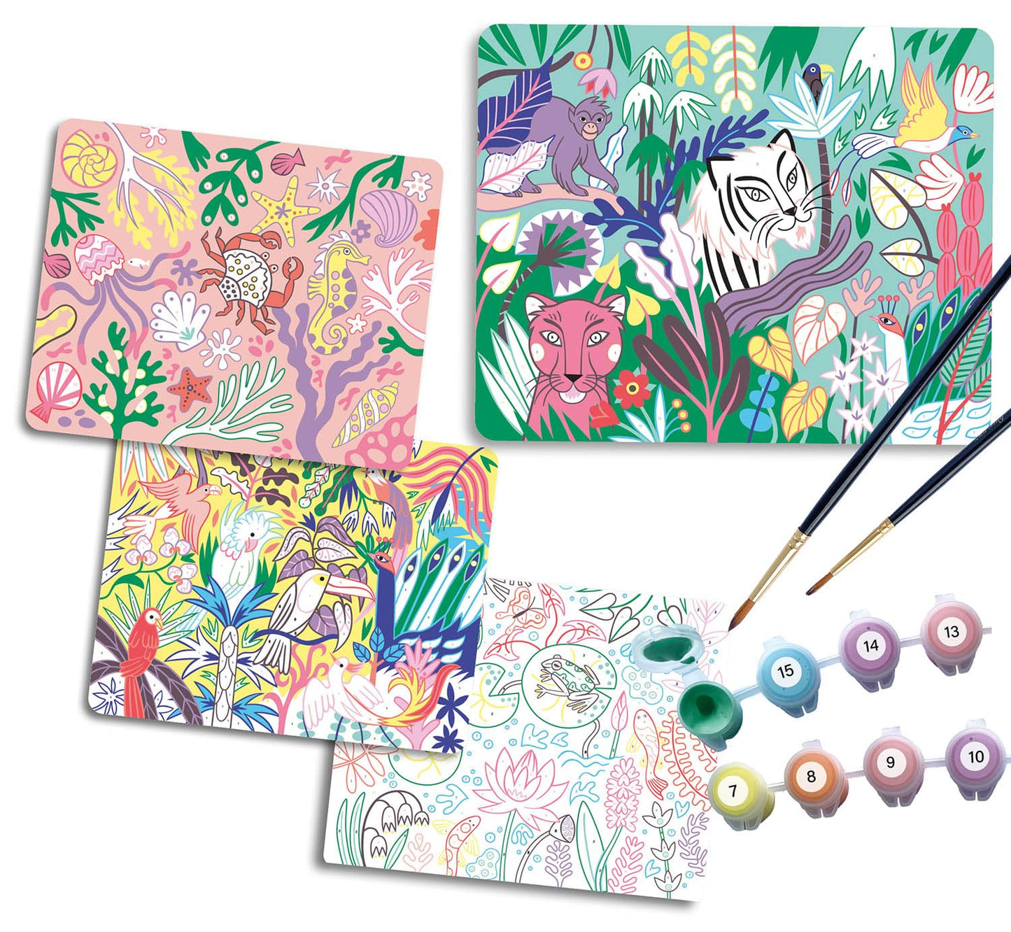 4 PAINT-BY-NUMBERS PAINTINGS KIT
