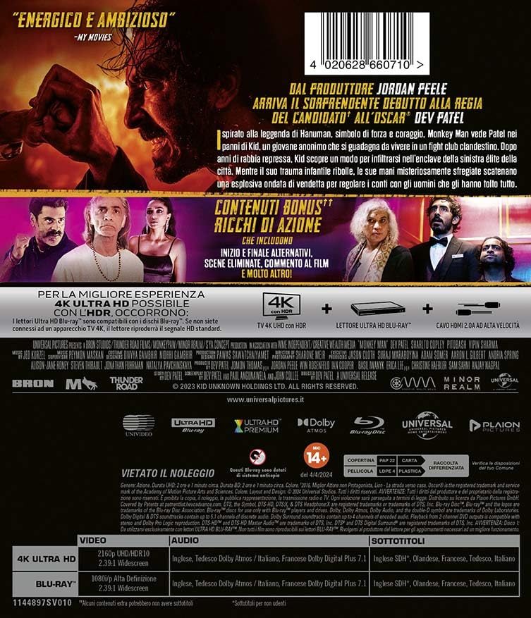 Monkey Man (4K UHD + Blu-ray