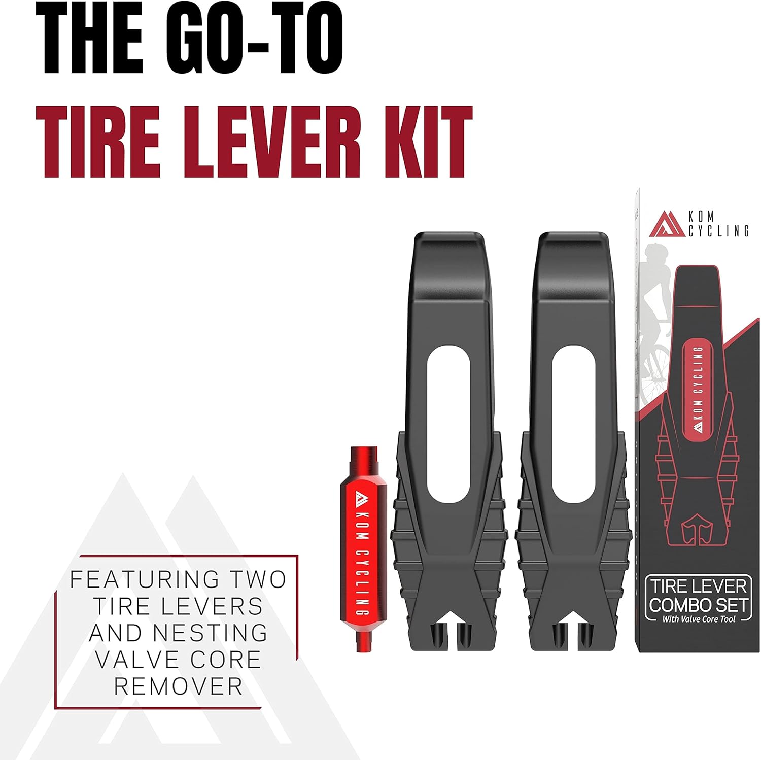KOM Cycling Presta Valve Core Removal Tool Tubeless Tire Lever Set. Bicycle Tire Lever Set That Includes a Valve Core Remover. Great for Removing Presta Valve Cores with The Presta Valve Core Tool…