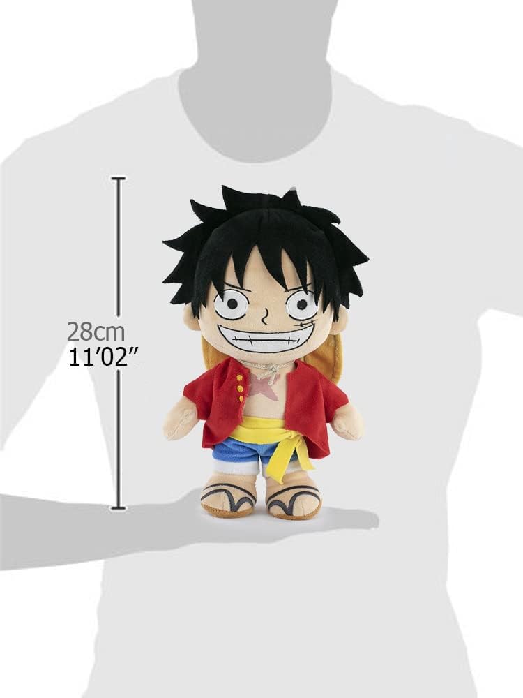 BARRADO One Piece - Soft Toy of the Characters of One Piece - 28cm, 11'02" - Luffy, Sanji, Roronoa Zoro - Super Soft Quality (Luffy