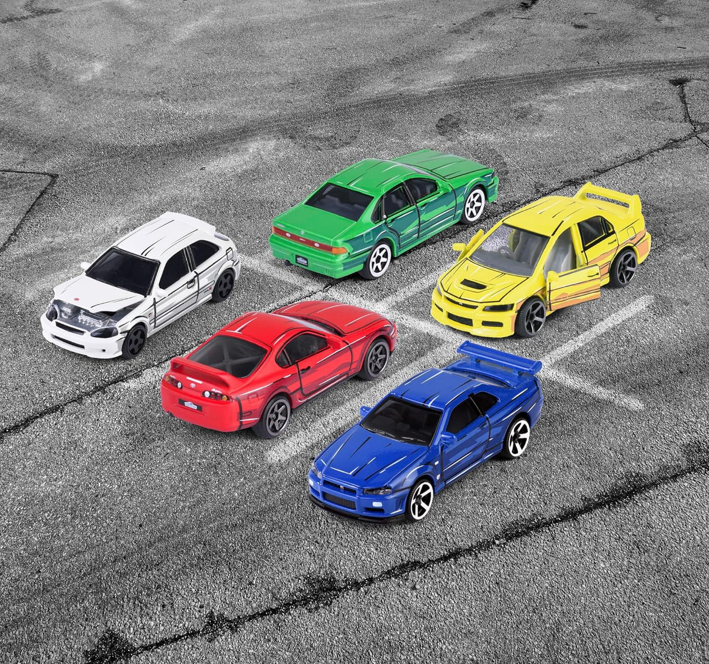 MAJORETTE Serie JAPÓN - GIFTPACK 5 Coches. Maquetas de vehiculos de Juguetes fundidos a presión con Ruedas giratorias y suspensión, tamaño de 7,5 cm, para niños a Partir de 3 años (212051031
