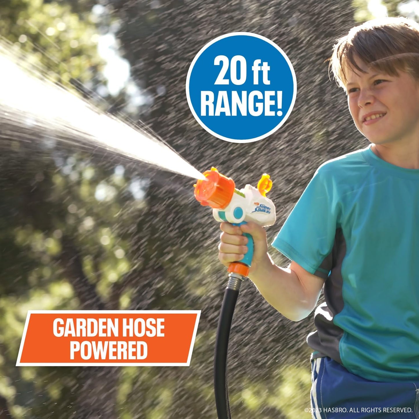NERF Super Soaker Quadblast Blaster - Gartenschlauchbetriebene Einweichmaschine für epische Hinterhofschlachten