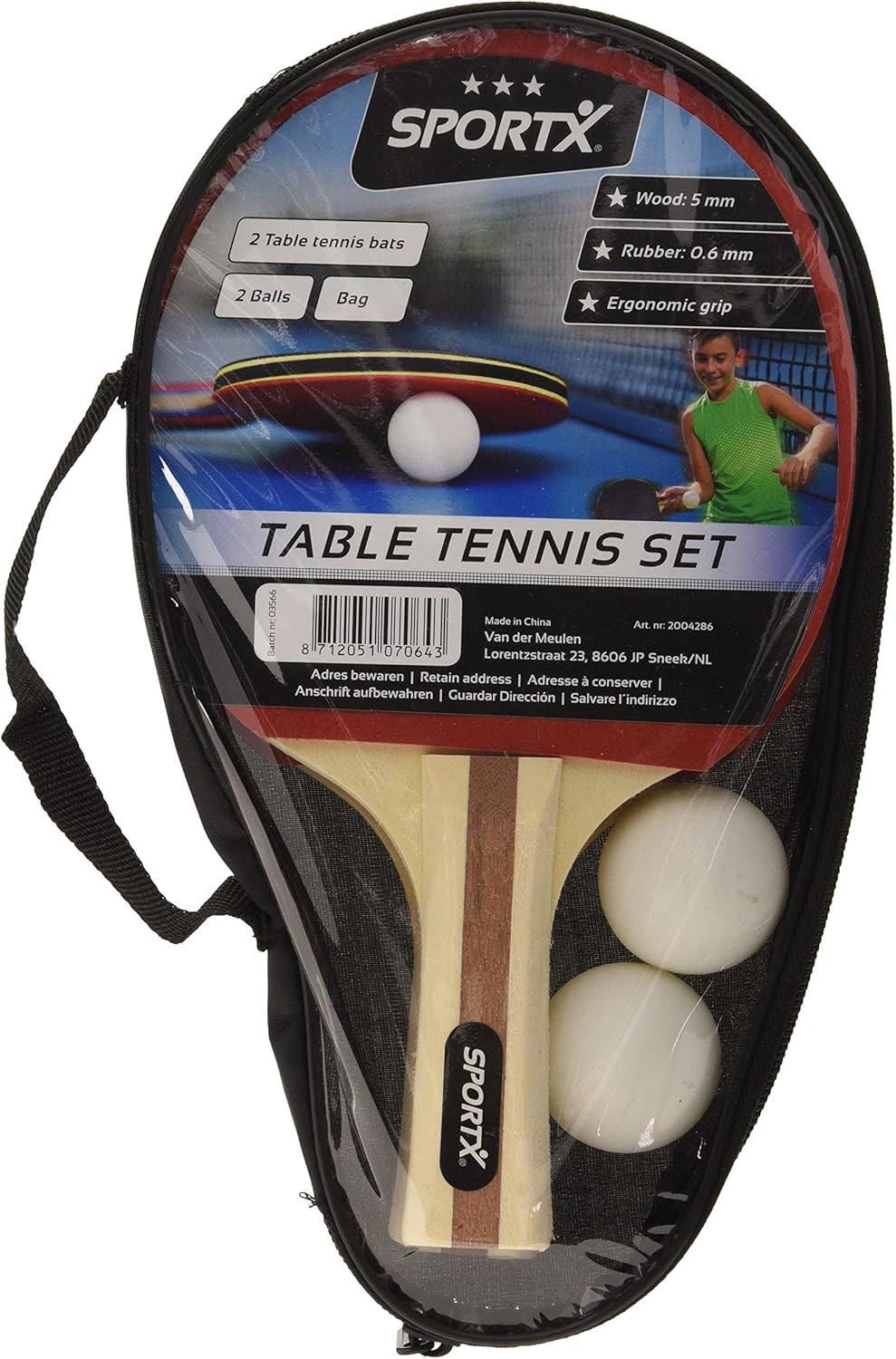 SportX - SportX Tafeltennisset met Ballen in Tas