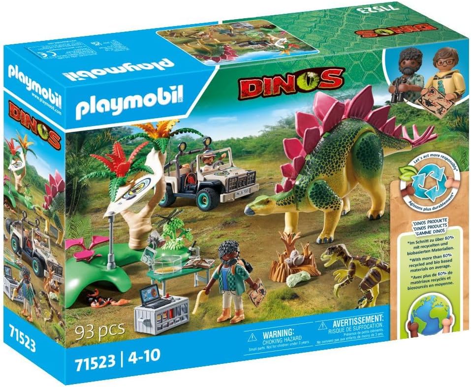 Playmobil Dinos Research Camp with Dinos (71523) – Explorer Base with Walkie‑Talkie, Microscope & Dino Eggs – Sustainable Adventure Playset for Children Aged 4+