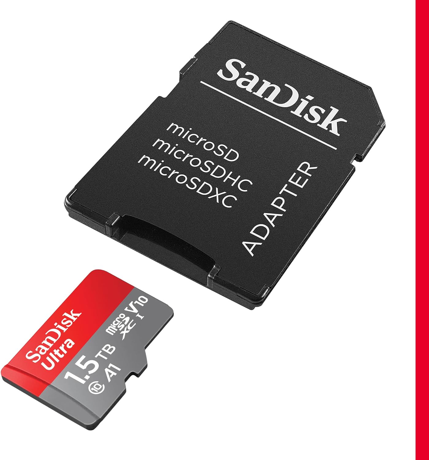 SanDisk 1.5TB Ultra microSDXC card + SD adapter, Memory card Full HD, up to 150 MB/s, For smartphones and Tablets, with A1 App Performance, UHS-I, Class 10, U1 1.5TB Single Pack