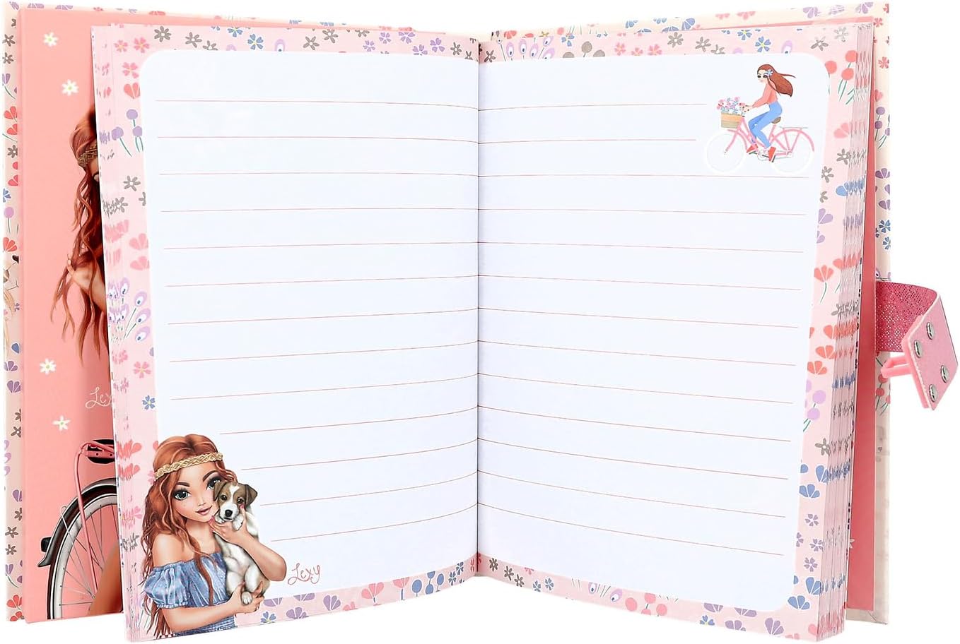Depesche 12970 TOPModel Velo Fleur-Diary with Numeric Code and Sound, Book with 80 Lined Pages and Illustrated Colour, Multicoloured (0012970)