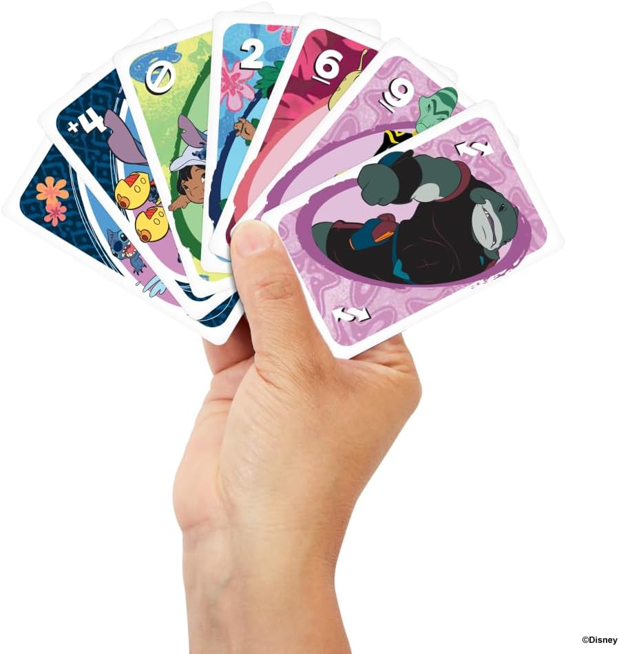 UNO Disney’s Lilo and Stitch Card Game for Kids, Adults & Family with Deck & Special Rule Inspired by the Movie, JCC10