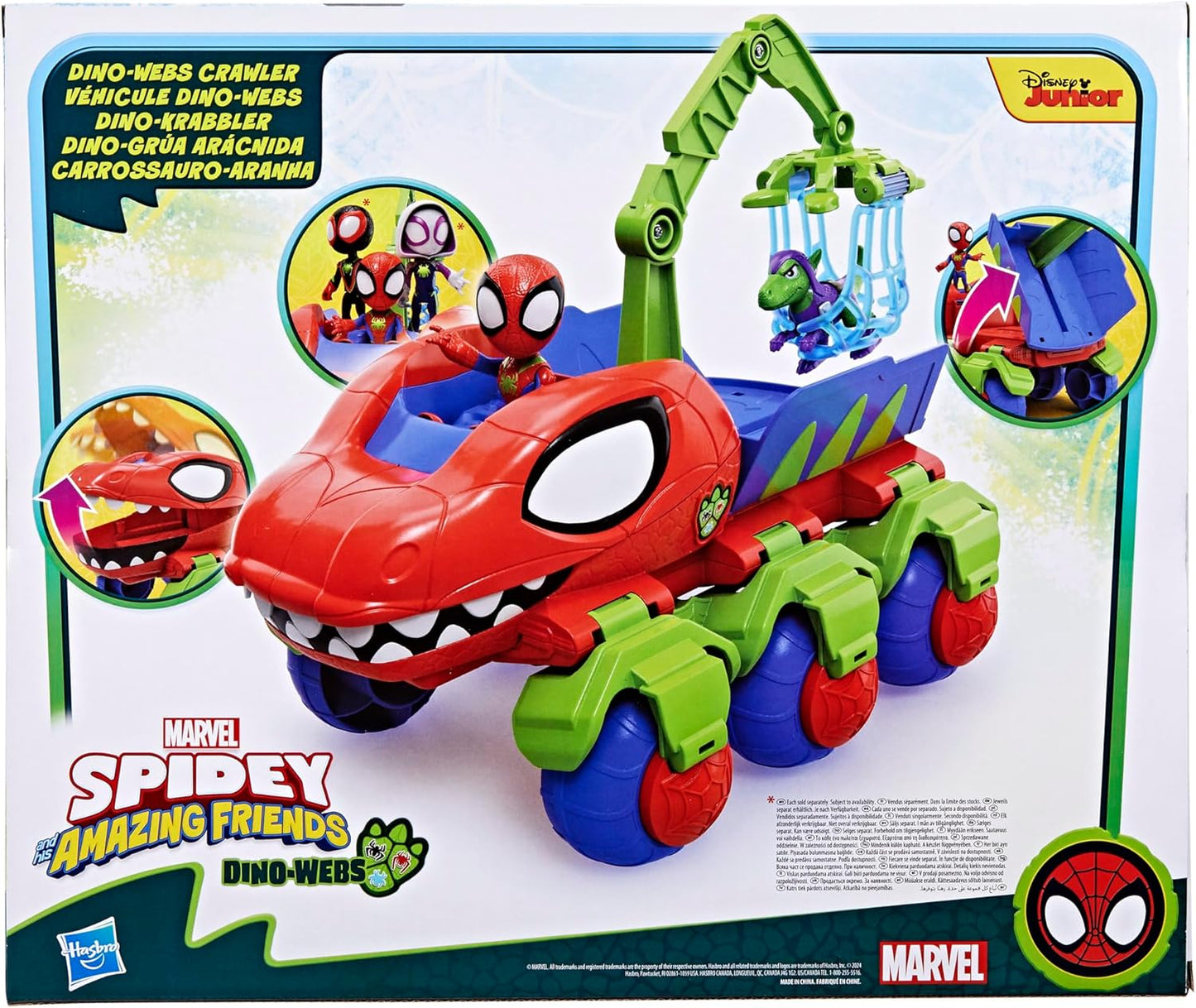 Spidey, Véhicule Dino 2 en 1, Voiture Tout-Terrain Avec Figurines incluses, Des 3 ANS