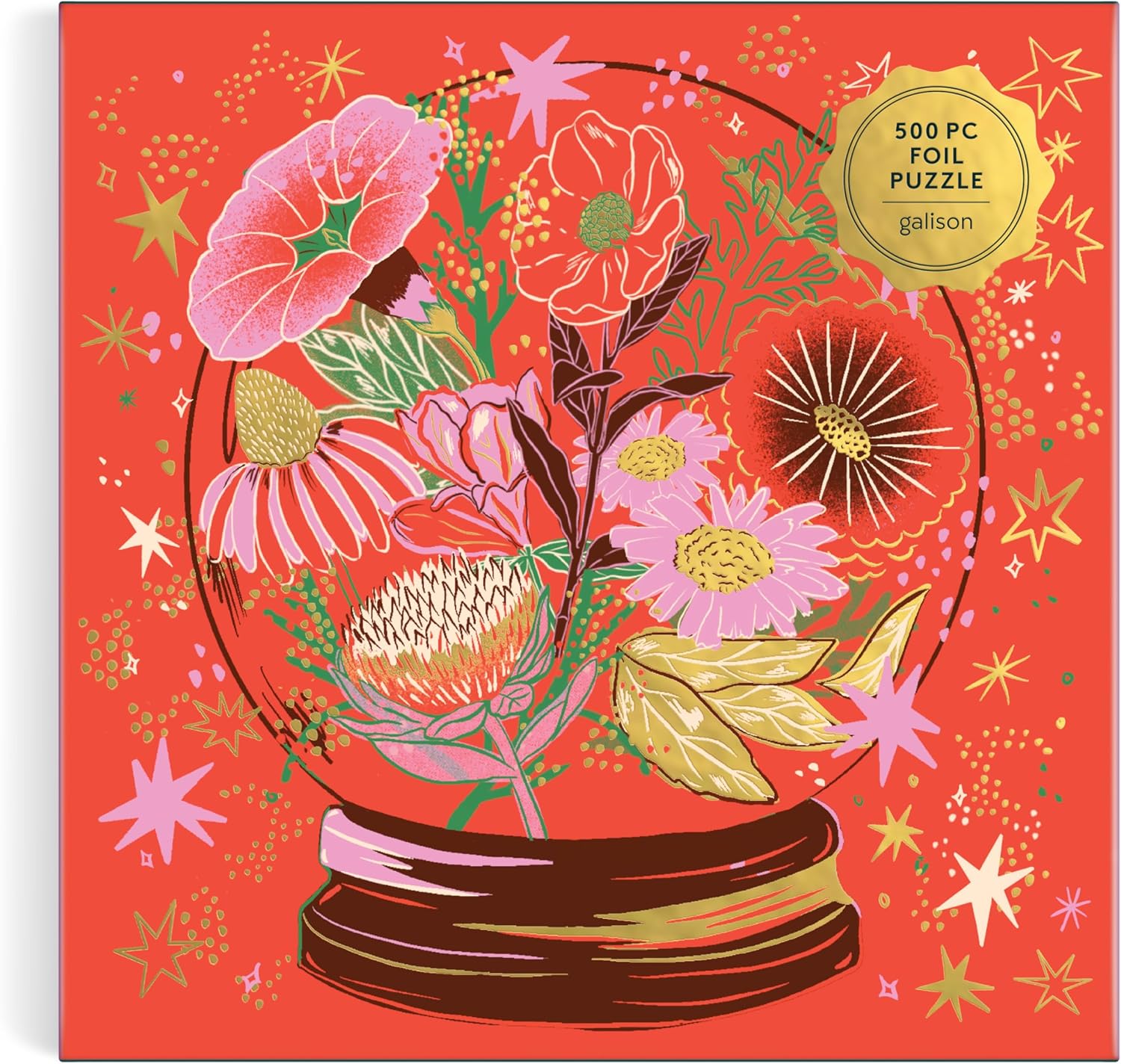 Galison- Crystal Flower Ball Piece Foil Puzzle, Color Rompecabezas de 500 Piezas de Bola de Flores de Cristal (9780735382831