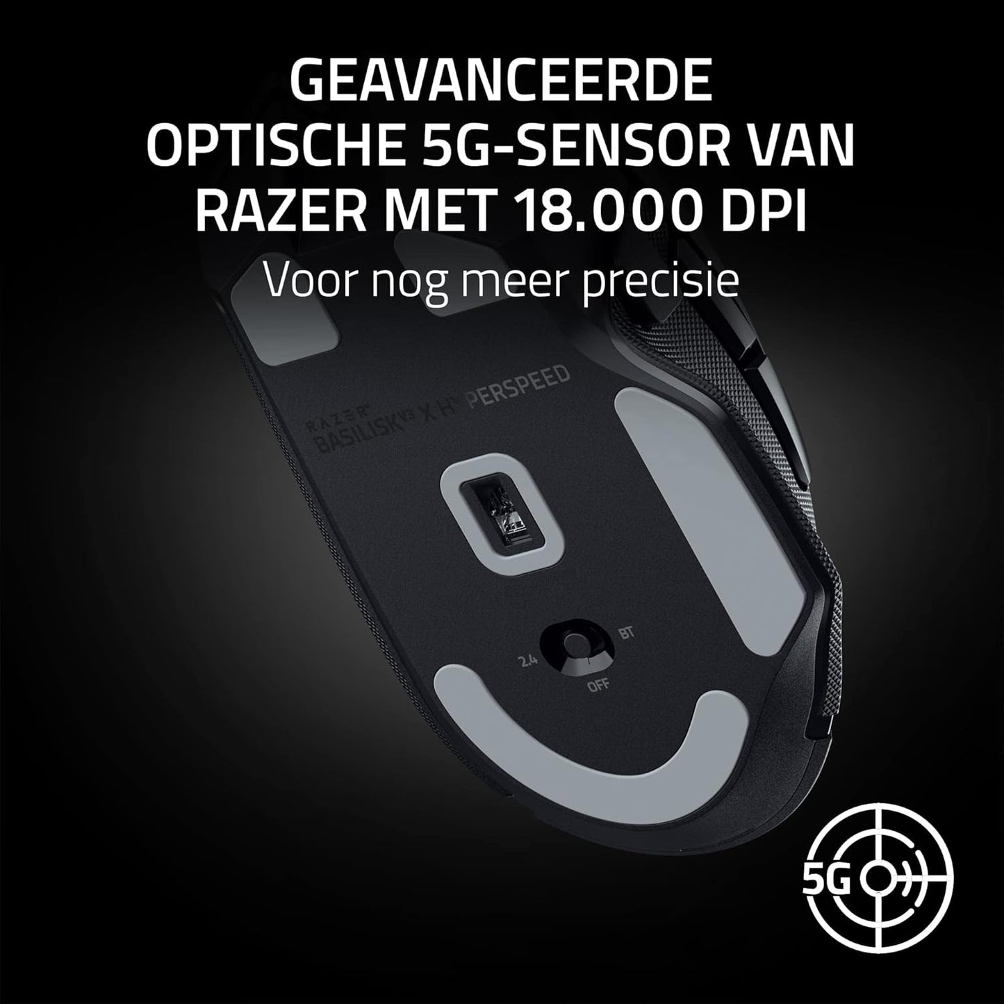 Razer Basilisk V3 X HyperSpeed - Customizable Wireless Gaming Mouse (Iconic Ergonomic Form with 9 Customisable Controls, HyperSpeed Wireless, 5G Advanced 18K Optical Sensor, Chroma RGB