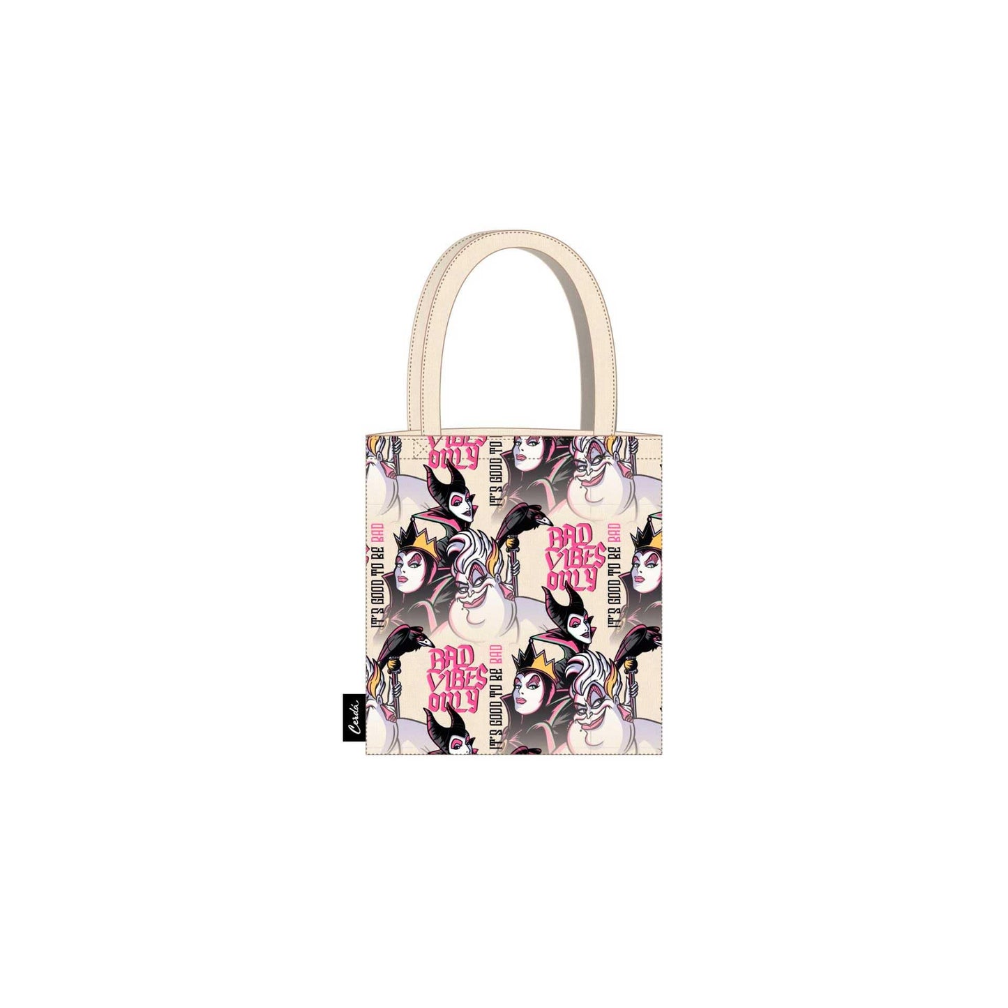 CERDÁ LIFE'S LITTLE MOMENTS Borsa Shopping di Villanas Disney - Nero - 36 x 39 x 0,4 cm - 2 manici - Realizzata in poliestere e cotone - Stampa di Villanas Disney - Prodotto originale, Nero