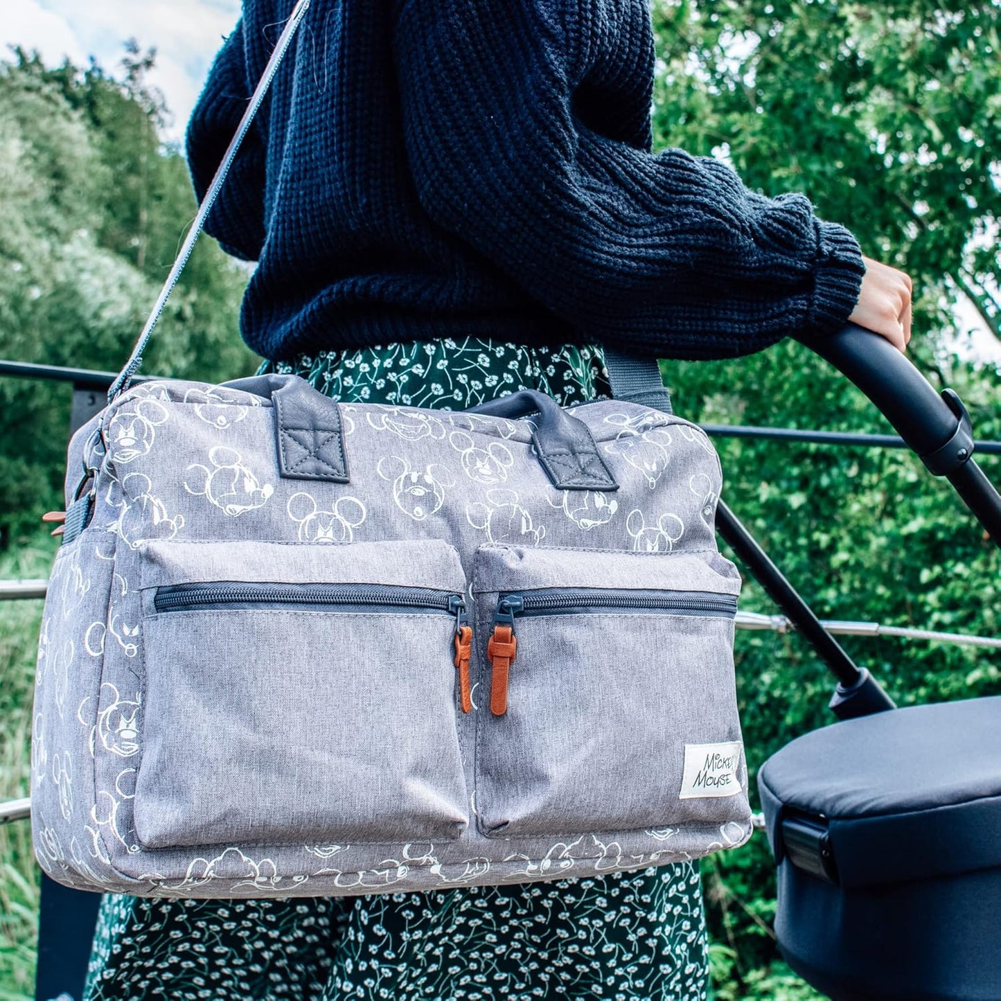 Mickey Mouse Endless Imagination | Changing Bag | Made of Durable and Leak-proof Polyester | Ideal for Travel | Grey - One Size