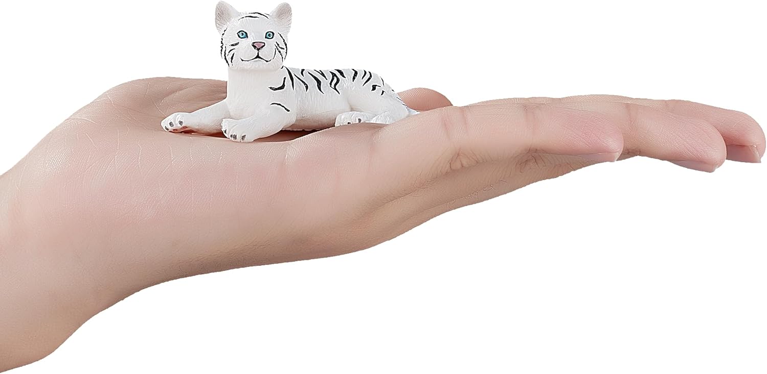 MOJO White Tiger cub lying down Wildlife Animal Model Toy Figure