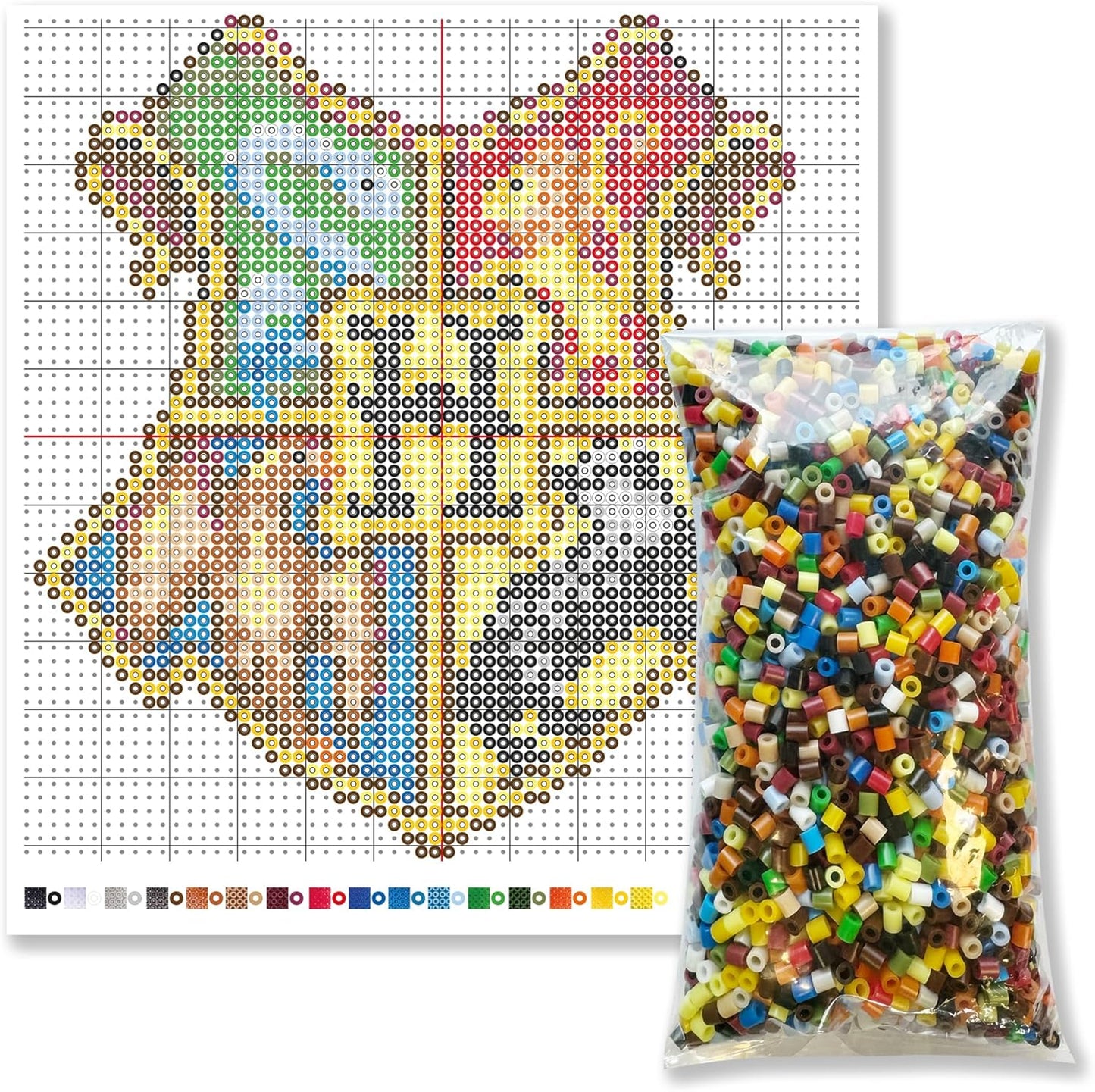 SES Creative 09346 Harry Potter Hogwarts Crest Fuse Beads DIY Set Wall Decoration with 4000 PVC Free Fusible Beads Hogwarts Logo with Full-size instruction poster