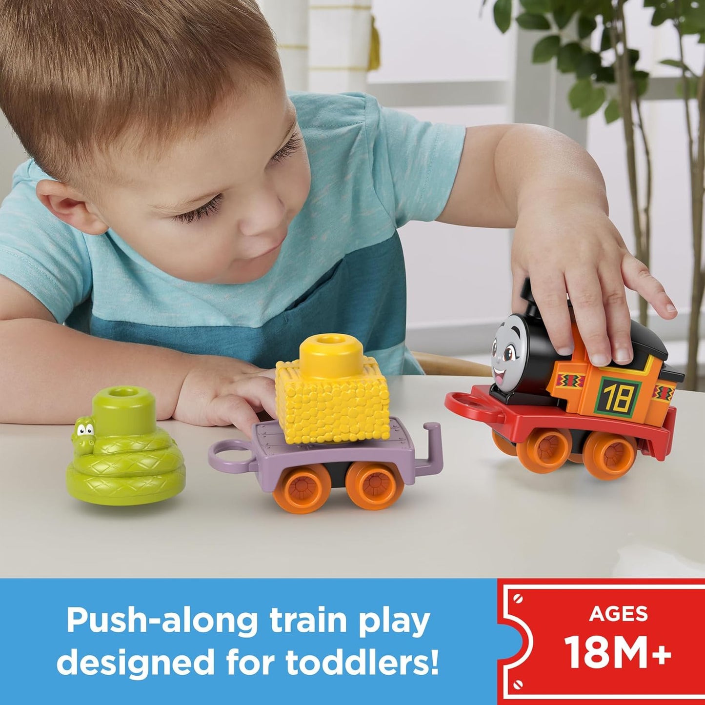 Thomas & Friends Toddler Toy My First Nia Push-Along Train with Stacking Cargo for Kids Ages 18+ Months, HYG34
