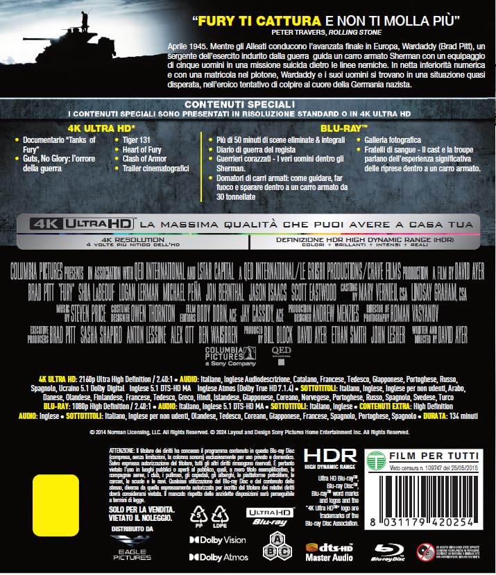 Fury - 4K - (Bd 4K + Bd Hd)