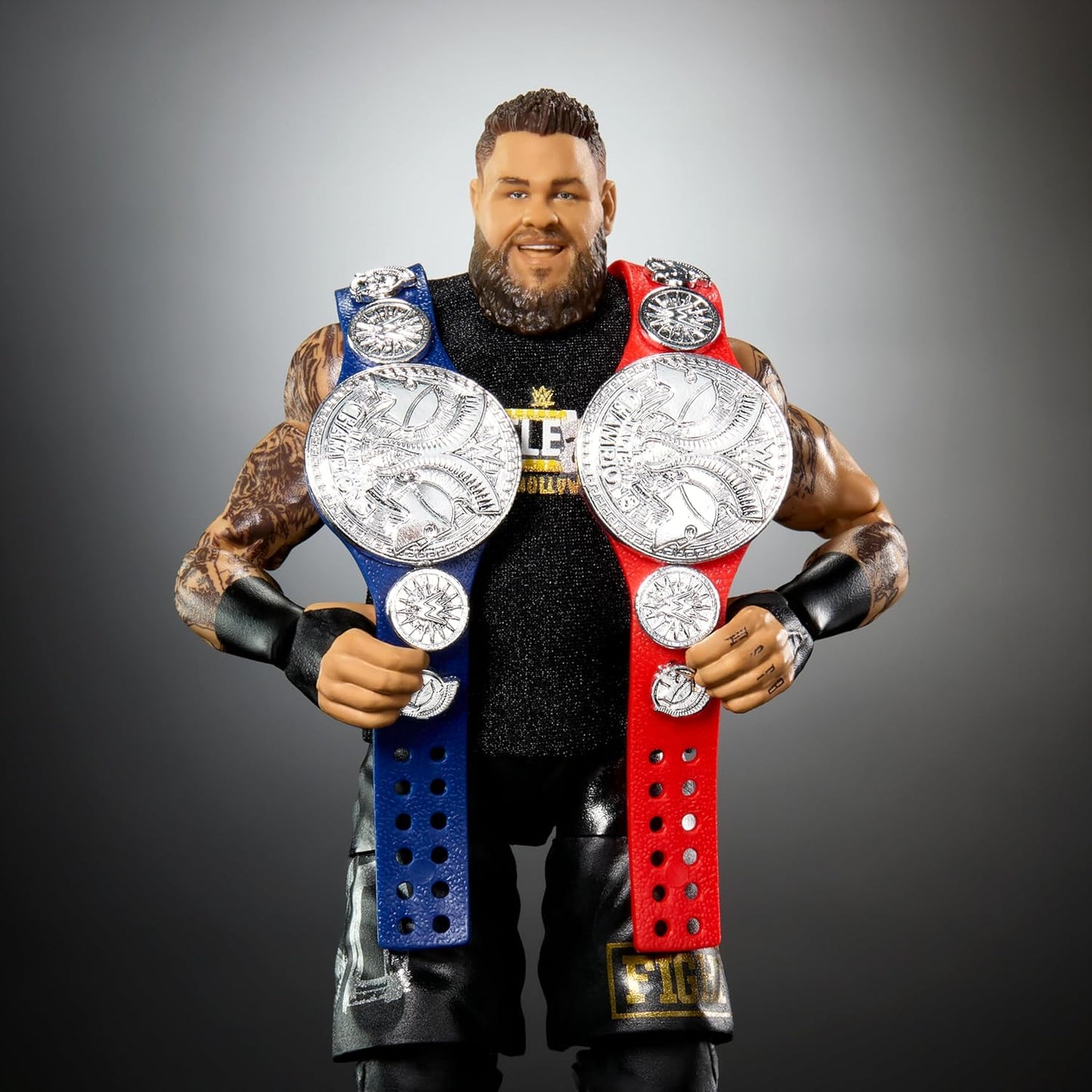 Mattel WWE Ultimate Edition Action Figure & Accessories, 6-inch Kevin Owens Collectible Set, Swappable Heads & Hands, Entrance Gear & 30 Articulation Points, HWP54