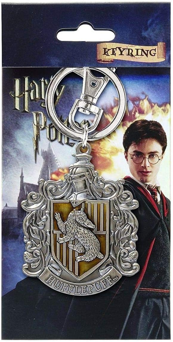 Harry Potter Hufflepuff School Crest Pewter Keychain