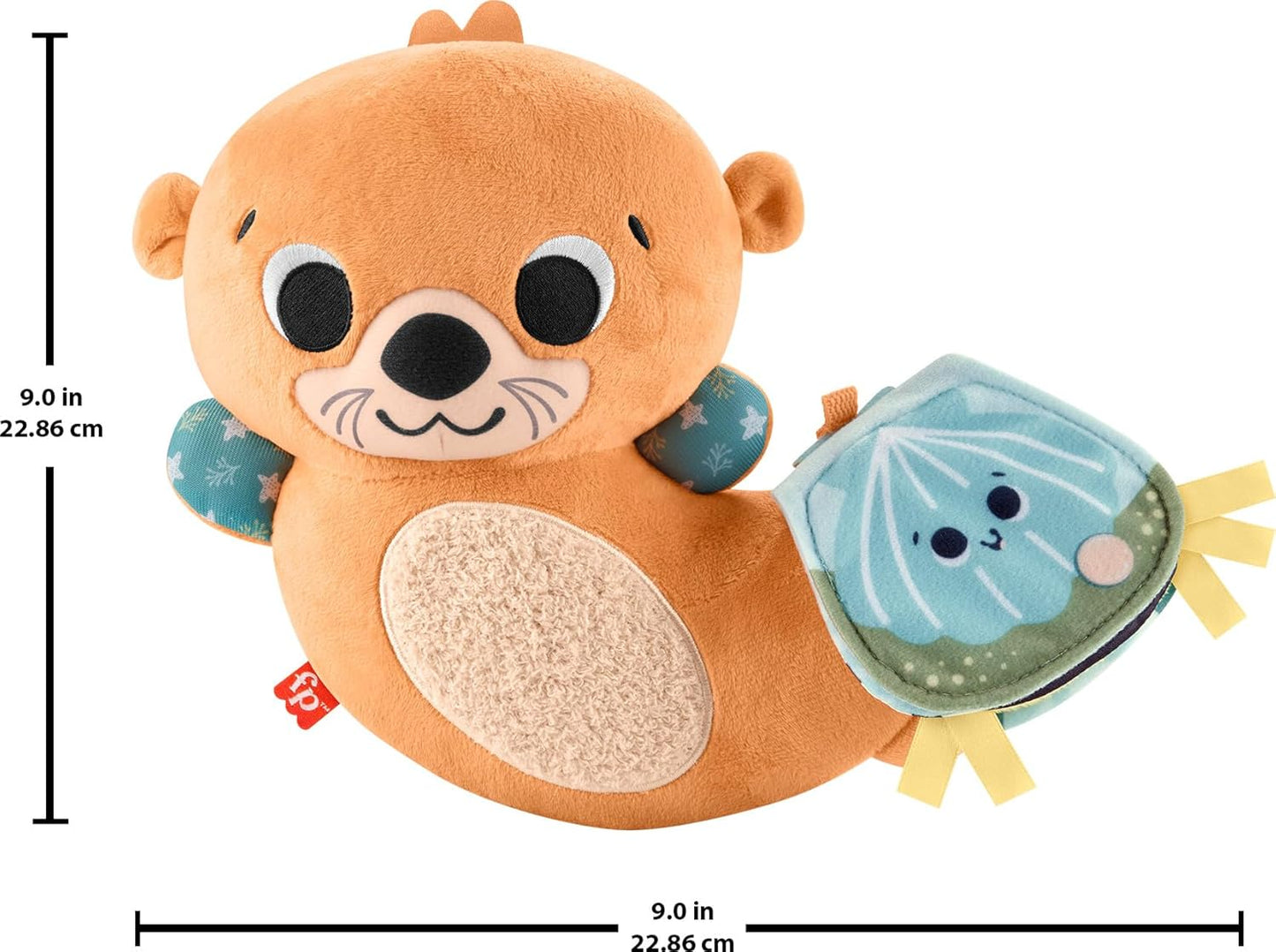 Fisher-Price Plush Baby Sensory Toy, 2-in-1 Rockin’ Tummy Time Otter with Soft Book for Newborn Tummy Time, HXG96