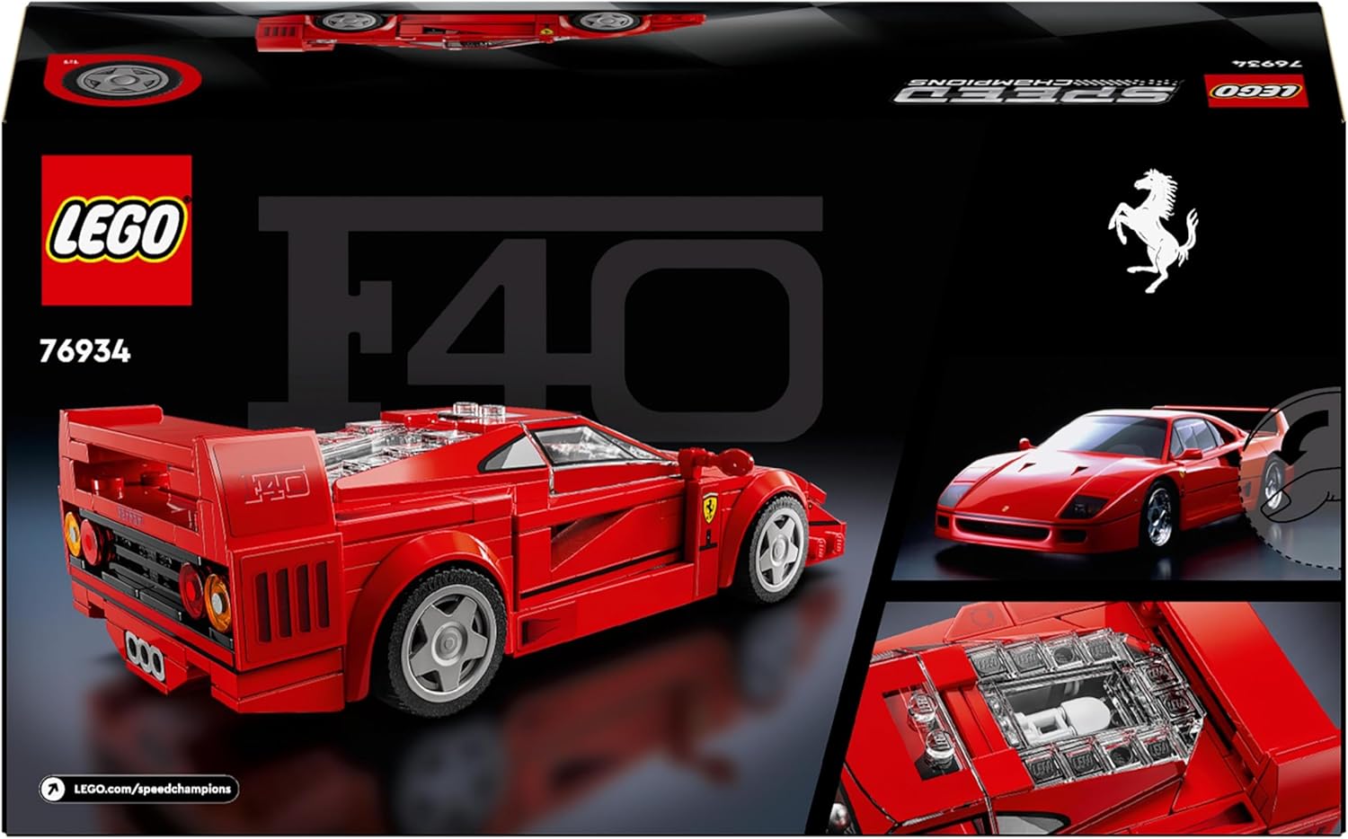 LEGO Speed Champions Ferrari F40 Supercar Buildable Vehicle, Toy Model Car for 9 Plus Year Old Boys and Girls, with Driver Minifigure, Kids' Bedroom Decoration, Gift Idea 76934