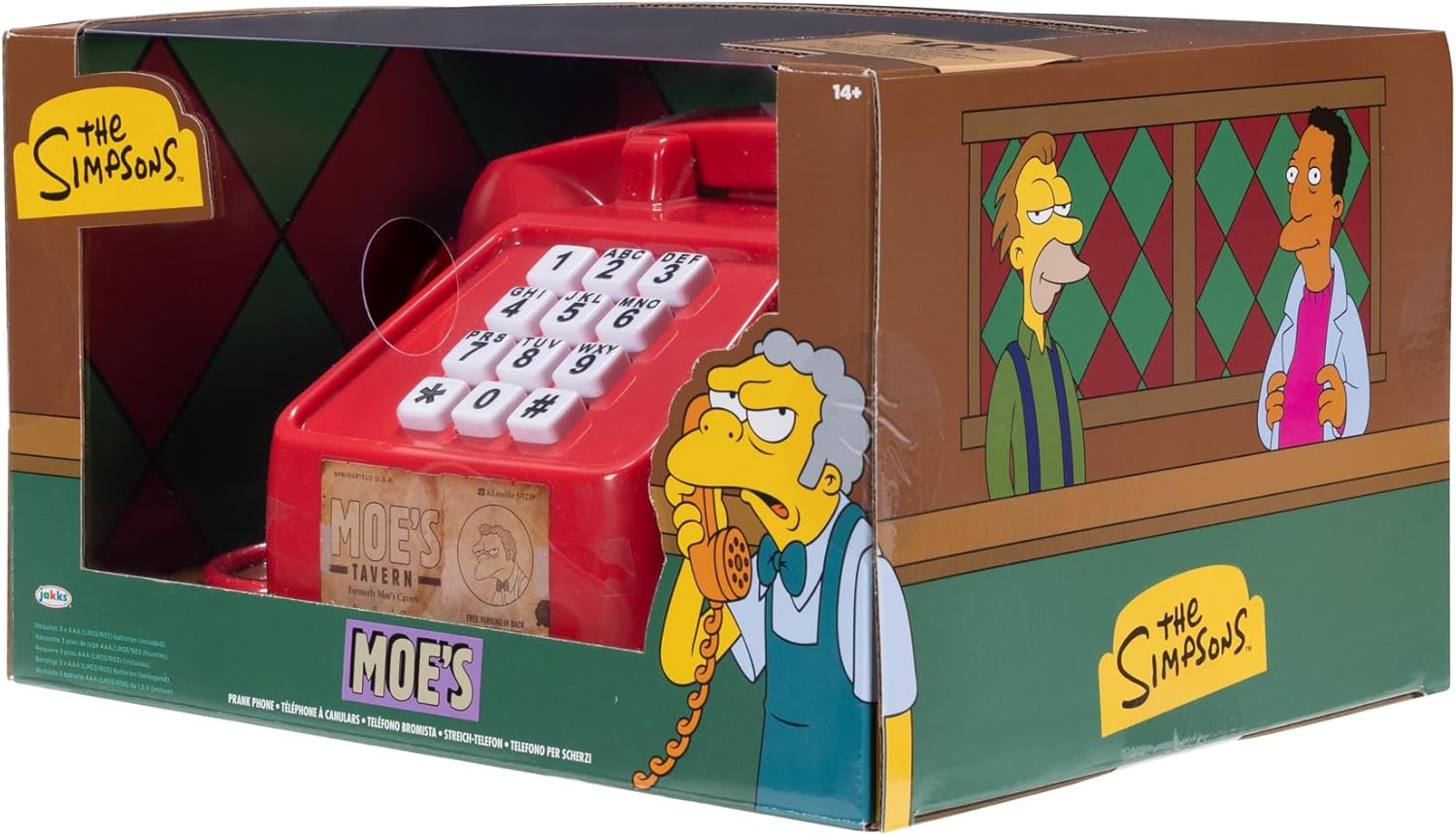 The Simpsons Moe’s Prank Phone by JAKKS Pacific, Feature Interactive Telephone From Moe’s Tavern, Over 10 Prank Calls and Phrases, 2 Modes of Play, for Kids and Collectors