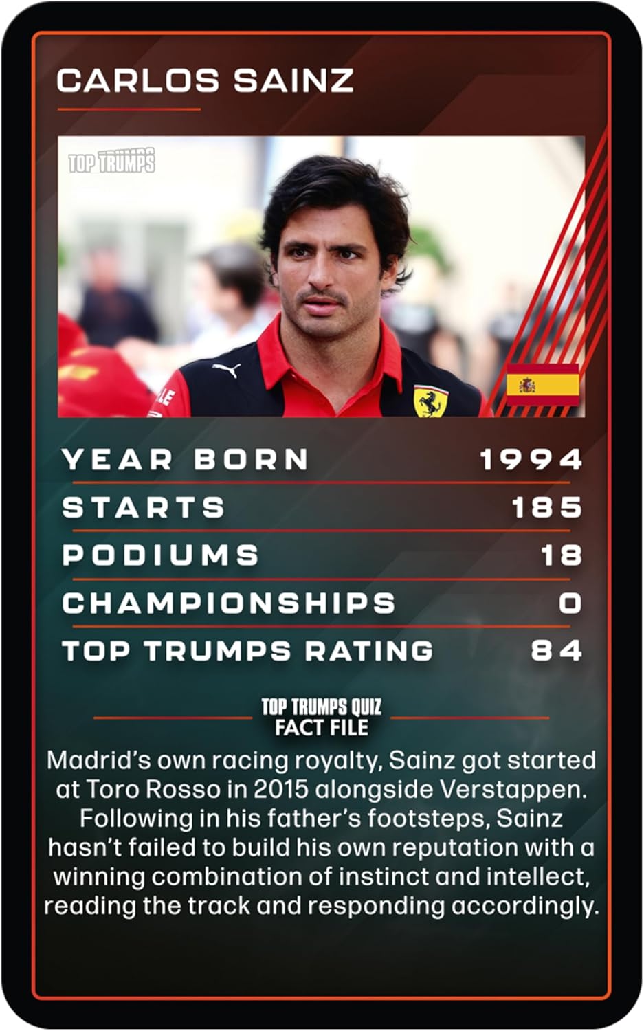 Top Trumps Grand Prix Specials Card Game, Play with Max Verstappen, Carlos Sainz and Emerson Fittipaldi, educational gift for ages 8 plus